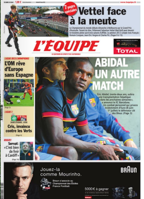 L'Equipe edition du 16 Mars 2012