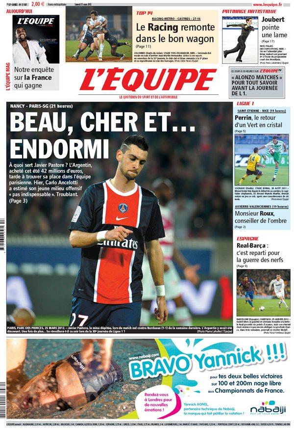 L'Equipe edition du 31 Mars 2012